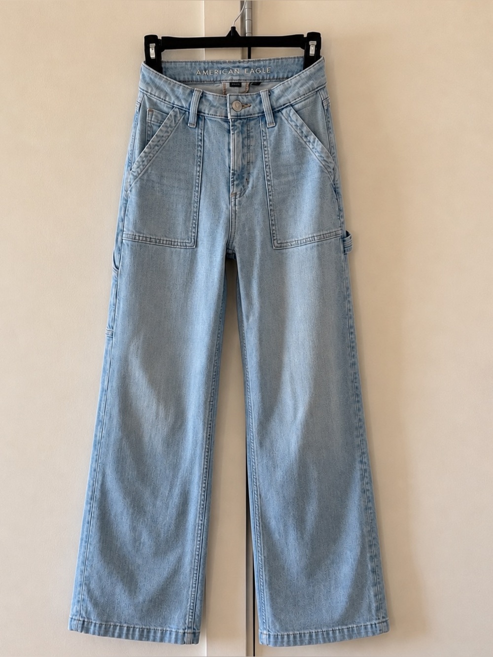 American Eagle Outfitters Light Wash Wide-Leg Jeans - Light Blue 000 S